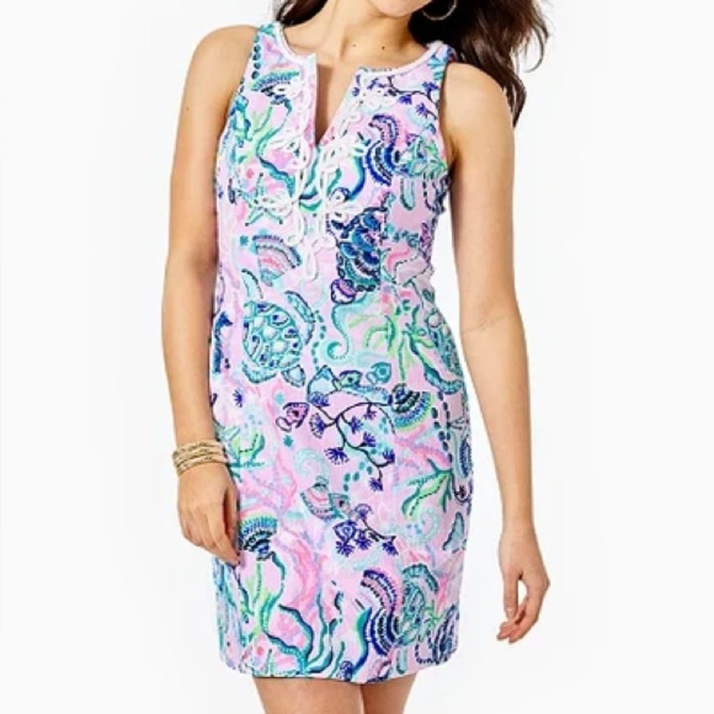 Lilly Pulitzer Gabby Stretch Shift Dress Lilac Freesia Mermaid For You Size 10